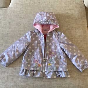 London Fog dotted fleece lined print zip up hoodie long sleeve jacket 24 months